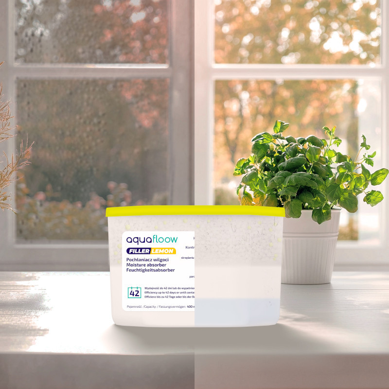 Pochłaniacz wilgoci Aquafloow Filler Lemon o zapachu cytrynowym 400 ml Pochłaniacz wilgoci Aquafloow Filler Lemon o zapachu cytrynowym 400 ml