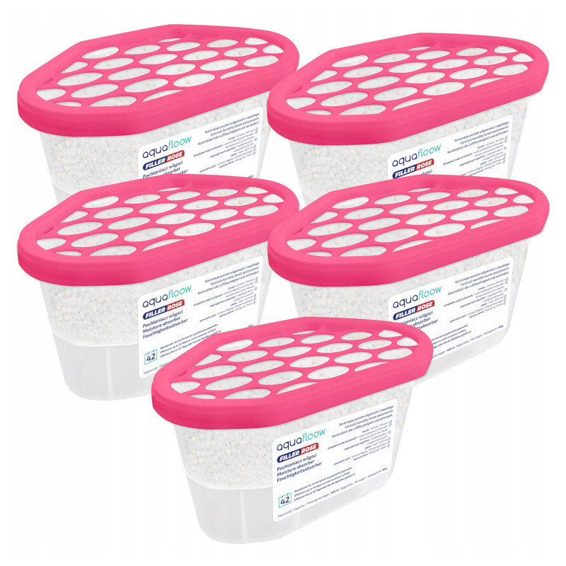Pochłaniacze wilgoci Aquafloow Filler Rose o zapachu róży 5x400ml