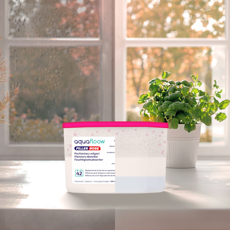 Pochłaniacze wilgoci Aquafloow Filler Rose o zapachu róży 8x400ml Pochłaniacze wilgoci Aquafloow Filler Rose o zapachu róży 8x400ml
