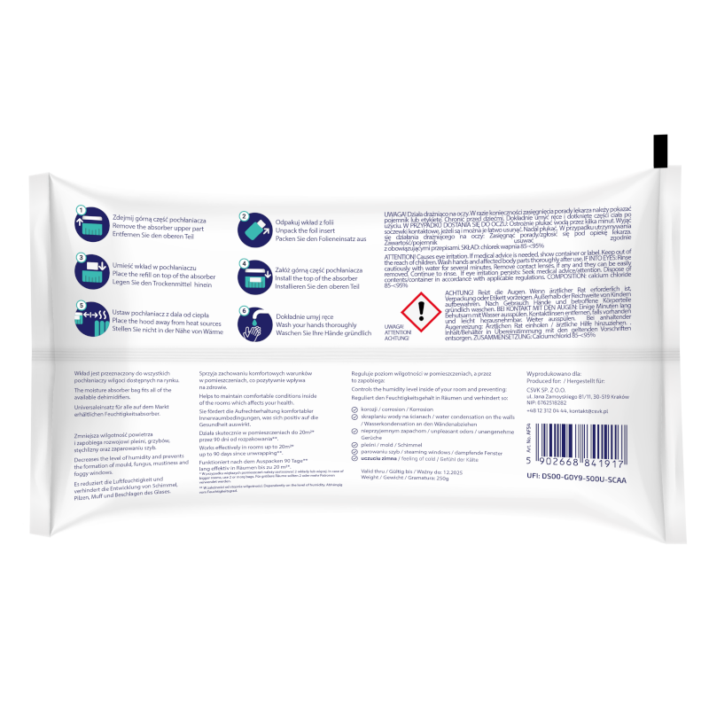 Wkłady do pochłaniacza wilgoci Aquafloow Refiller 5x250g Wkłady do pochłaniacza wilgoci Aquafloow Refiller 5x250g