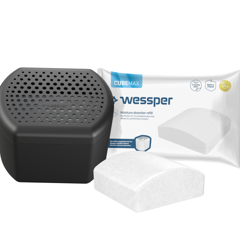Pochłaniacz wilgoci Wessper P2 Humifill czarny + tabletka Wessper CubeMax 250 g