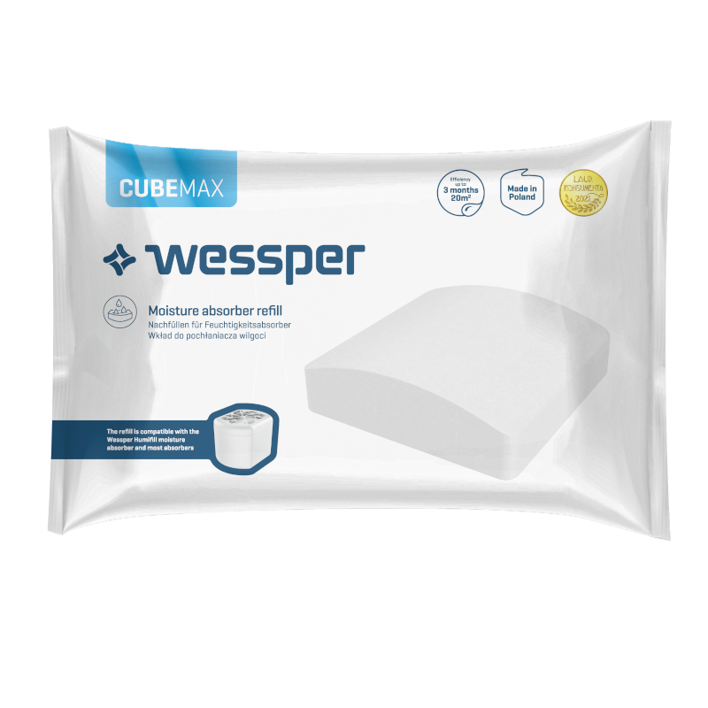 Pochłaniacz wilgoci Wessper P2 Humifill czarny + tabletka Wessper CubeMax 250 g