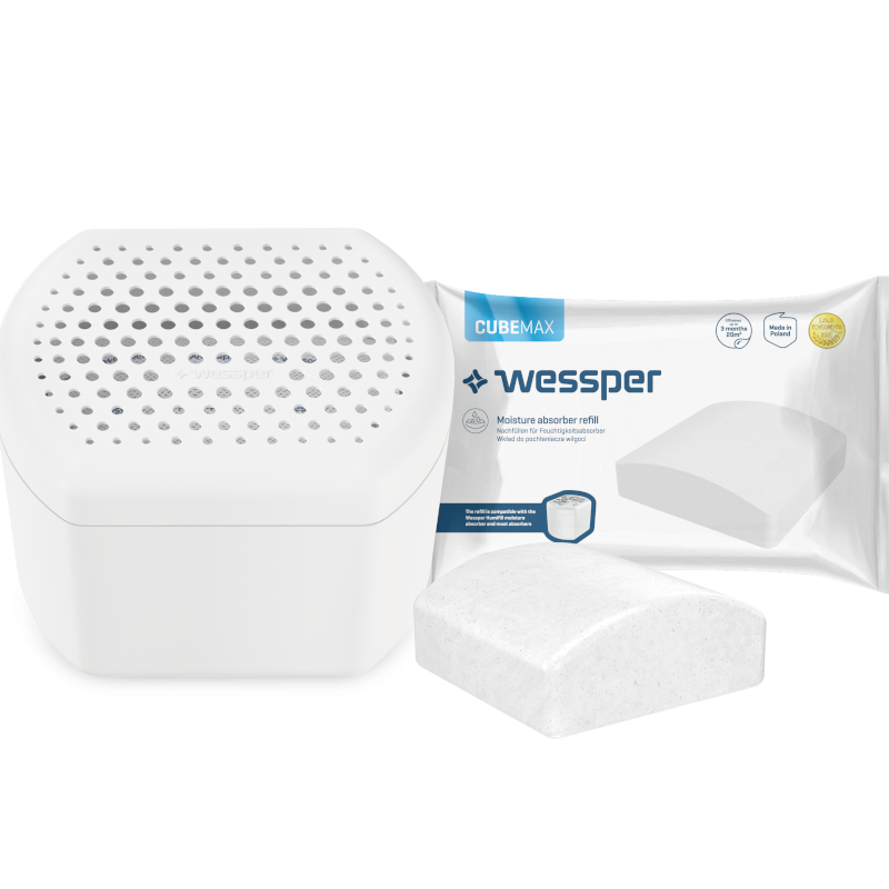 Pochłaniacz wilgoci Wessper P2 Humifill biały + tabletka Wessper CubeMax 250 g