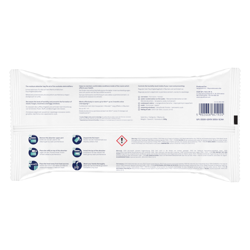 Wkłady do pochłaniacza wilgoci AquaFloow Refiller 5x500g Wkłady do pochłaniacza wilgoci AquaFloow Refiller 5x500g