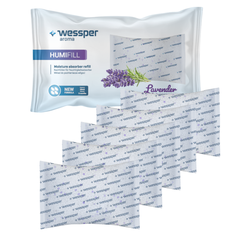 Wkład do pochłaniacza wilgoci lawendowy Wessper Humifill Aroma 5x250 g