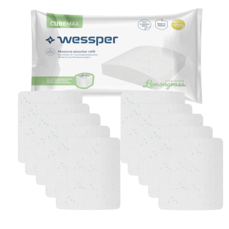 Uniwersalna tabletka (kostka) Wessper Cubemax o zapachu trawy cytrynowej do pochłaniacza wilgoci - 10 sztuk
