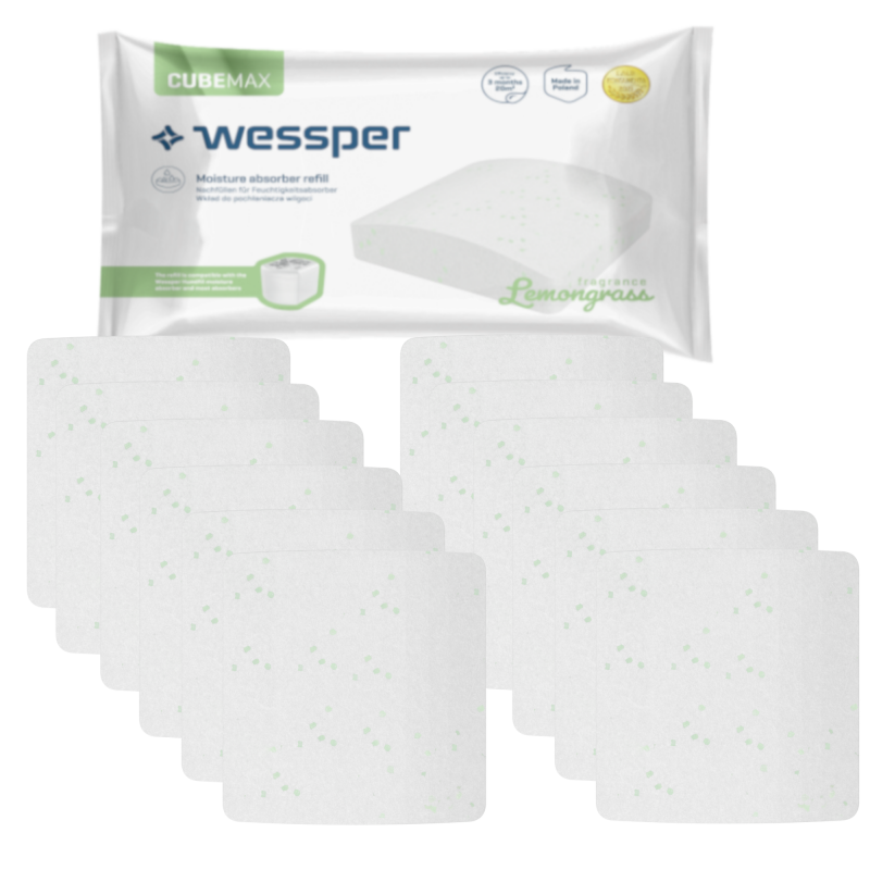 Uniwersalna tabletka (kostka) Wessper Cubemax o zapachu trawy cytrynowej do pochłaniacza wilgoci - 12 sztuk