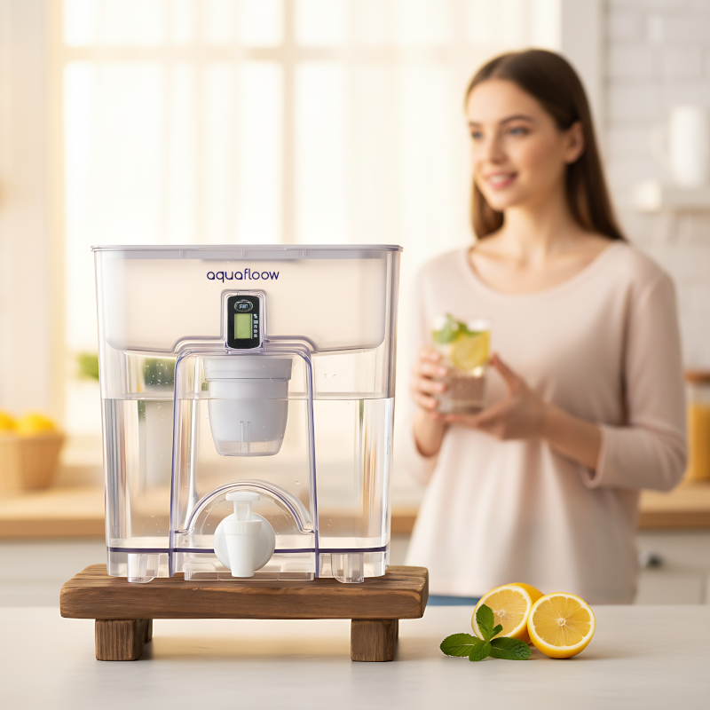 Dystrybutor wody Aquafloow Hydro Feeder 9,5 l w zestawie z 10 wkładami filtrującymi Aquafloow Maxi