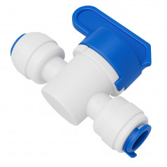 Zawór kulowy przelotowy 2x 1/4" – do wężyka 6,4 mm w filtrach RO, lodówkach i kostkarkach