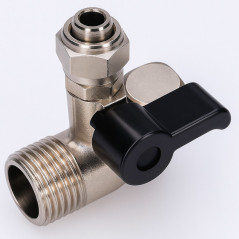 Mosiężne przyłącze 1/2" z zaworem i wyjściem 1/4" – do filtrów RO, lodówek i kostkarek