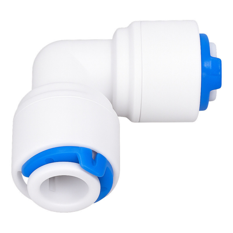Złączka kolanko 2x 1/4" QC – szybkozłączka do systemów osmozy RO, filtrów wody i lodówek Złączka kolanko 2x 1/4" QC – szybkozłączka do systemów osmozy RO, filtrów wody i lodówek