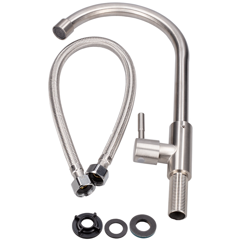 Bateria kuchenna Aquafloow ze stali nierdzewnej szczotkowanej z przyłączem do filtra wody Bateria kuchenna Aquafloow ze stali nierdzewnej szczotkowanej z przyłączem do filtra wody