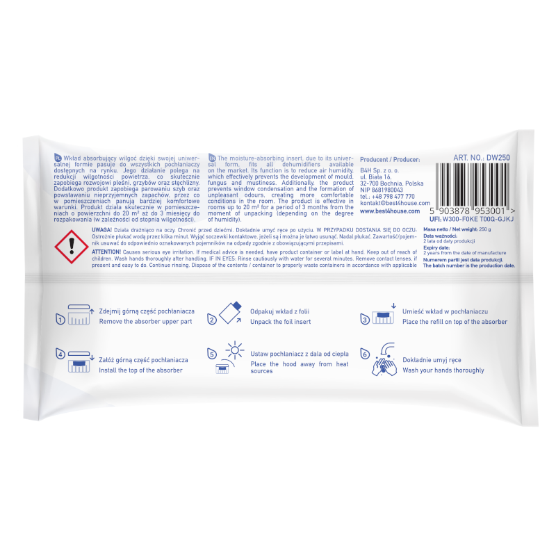 Wkład do pochłaniacza wilgoci DRYWAY 250 g