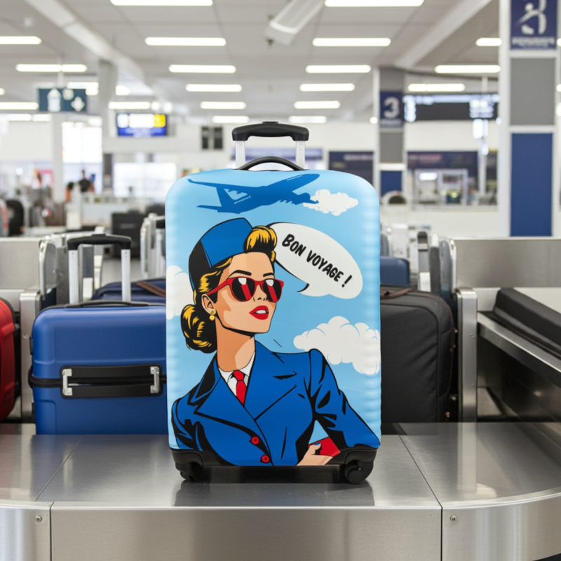 Pokrowiec na walizkę Sillar - motyw stewardessa, rozmiar M