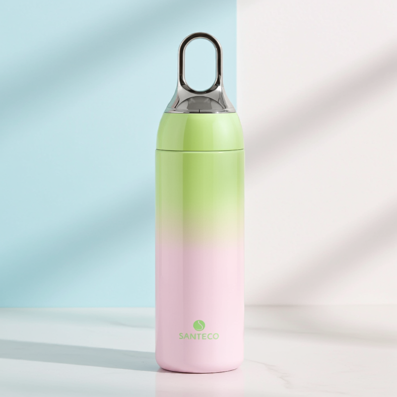 Butelka termiczna Santeco Yoga Slim zielono-różowa 380 ml