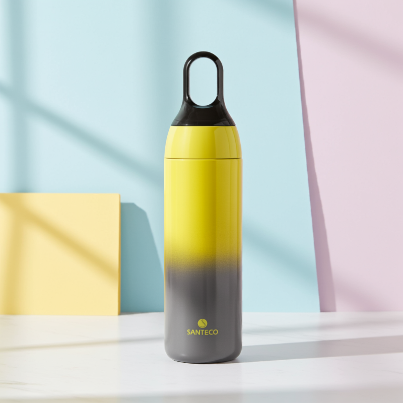 Butelka termiczna Santeco Yoga Slim żółto-szara 380 ml