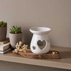 Ceramiczny, biały kominek zapachowy do wosków i olejków 11x9 cm