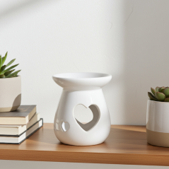 Ceramiczny, biały kominek zapachowy do wosków i olejków 11x9 cm