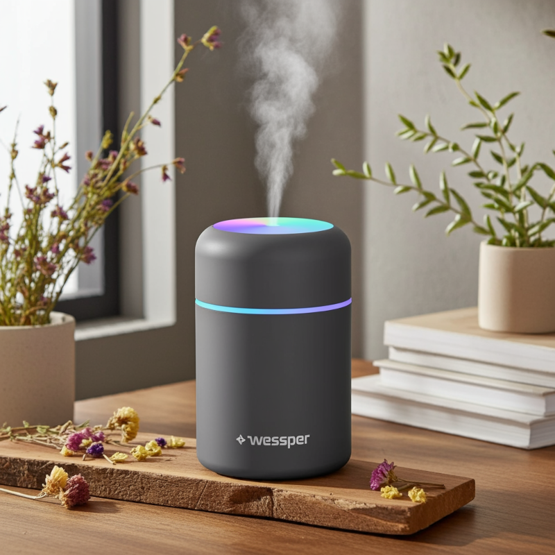 Nawilżacz powietrza parowy Wessper AquaAroma USB LED szary