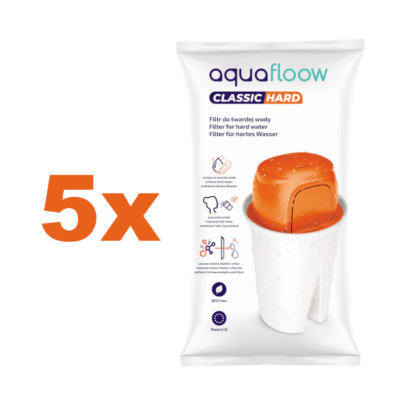 Wkłady filtrujące Aquafloow Classic Hard do dzbanka, filtry do twardej wody 5 szt. Wkłady filtrujące Aquafloow Classic Hard do dzbanka, filtry do twardej wody 5 szt.