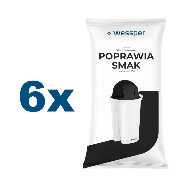Wkłady filtrujące Wessper Aquaclassic Sport do dzbanka, dla aktywnych - 6 sztuk Wkłady filtrujące Wessper Aquaclassic Sport do dzbanka, dla aktywnych - 6 sztuk