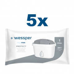 Wkłady filtrujące Wessper Aquamax Protect do dzbanka, filtry do twardej wody - 5 sztuk