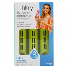 Filtr do butelki Dafi limonkowy - zestaw 3 szt. i nakrętka