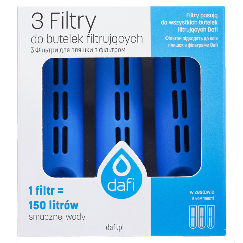 Filtr do butelki Dafi Soft i Solid niebieski - zestaw 3 szt.