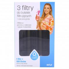 Filtr do butelki Dafi, czarny - zestaw 3 szt. + nakrętka