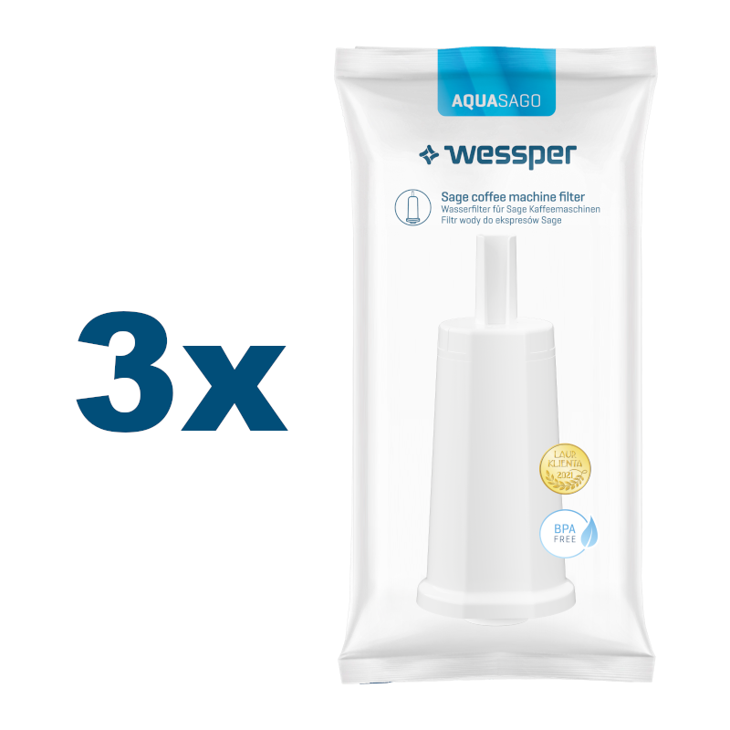 Filtry wody Wessper AquaSago kompatybilny z ekspresami Sage / Breville - 3 szt.