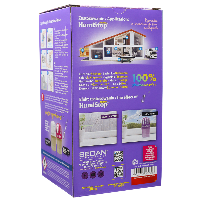 Pochłaniacz wilgoci HumiStop Aroma z wkładem o zapachu lawendy 280 g Pochłaniacz wilgoci HumiStop Aroma z wkładem o zapachu lawendy 280 g