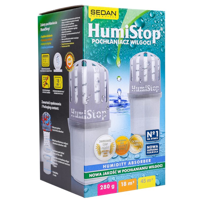 Pochłaniacz wilgoci HumiStop szary z wkładem 280 g Pochłaniacz wilgoci HumiStop szary z wkładem 280 g