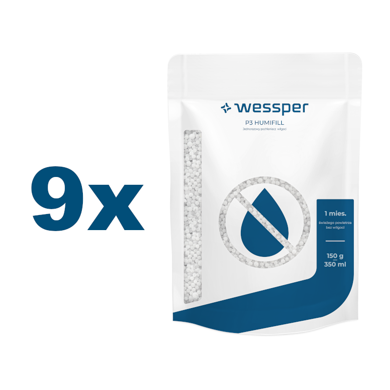 Jednorazowy pochłaniacz wilgoci Wessper P3 Humifill 9x150 g