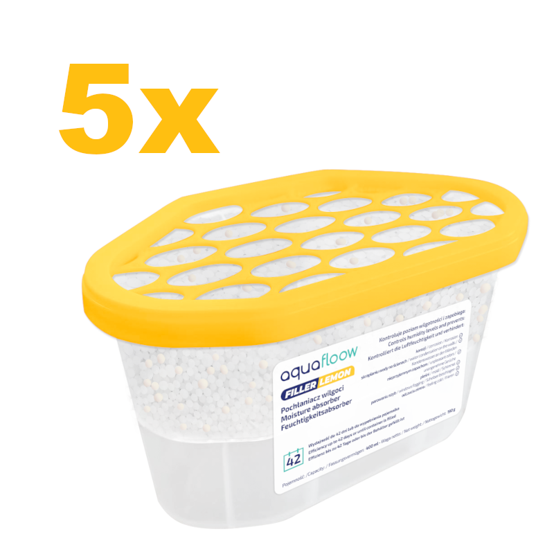 Pochłaniacze wilgoci Aquafloow Filler Lemon o zapachu cytrynowym 5x400ml