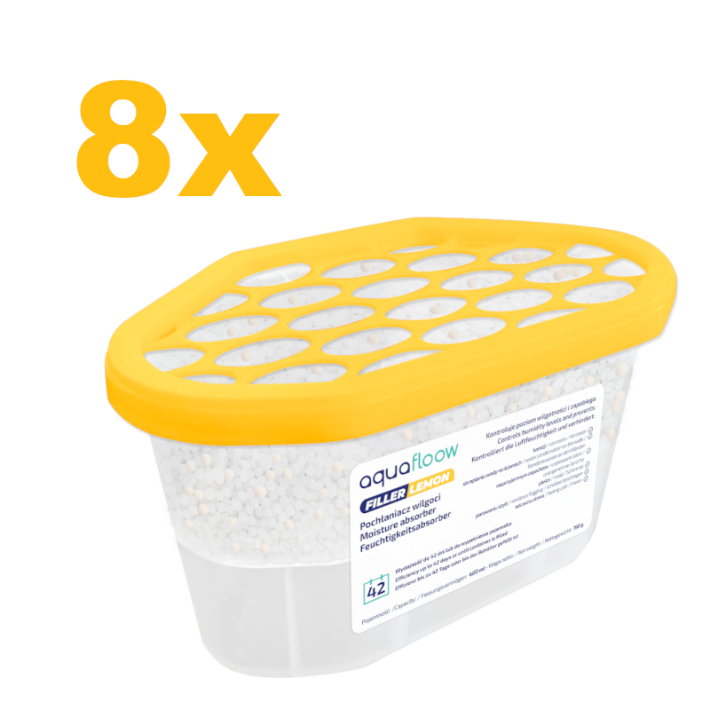 Pochłaniacze wilgoci Aquafloow Filler Lemon o zapachu cytrynowym 8x400ml