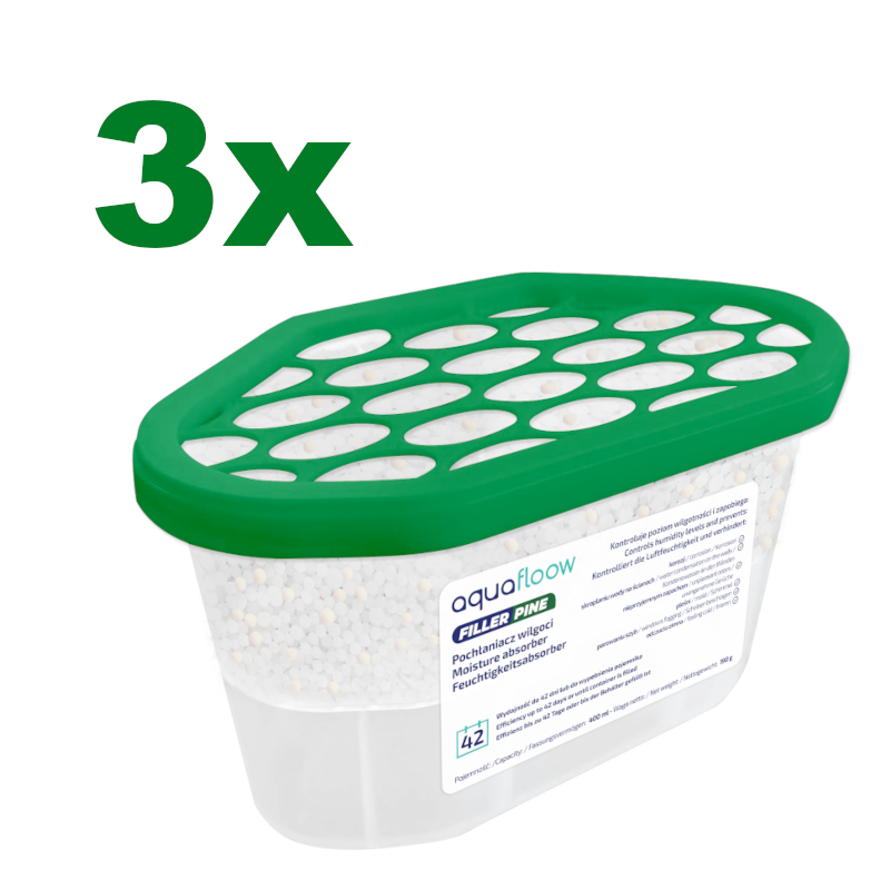 Pochłaniacze wilgoci Aquafloow Filler Pine o zapachu sosny 3x400ml