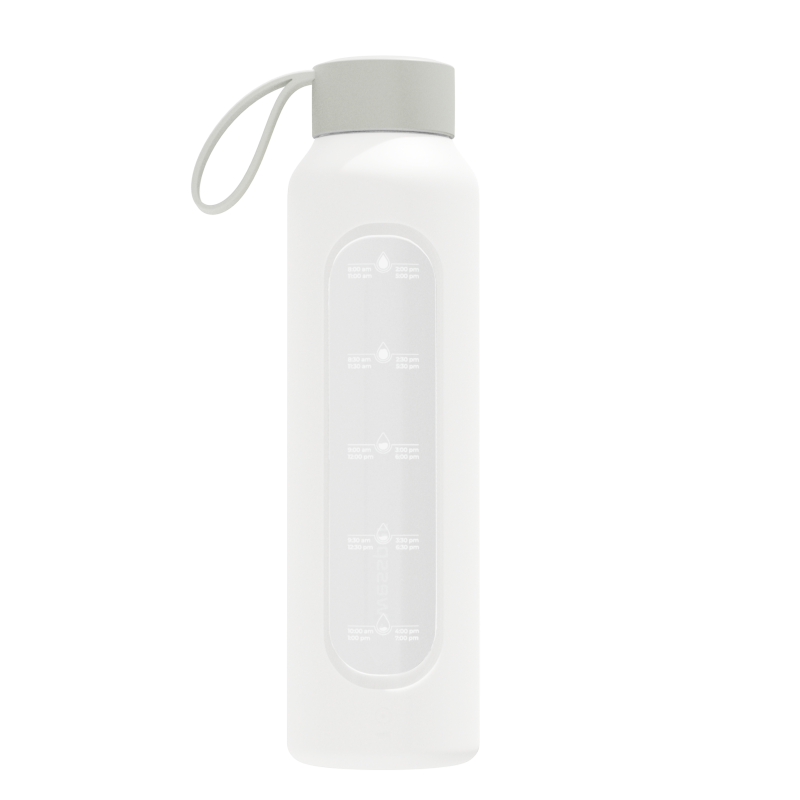 Szklana butelka na wodę 0,5 l Wessper B1 Borosilicate White – szczelna, bez BPA, z miarką