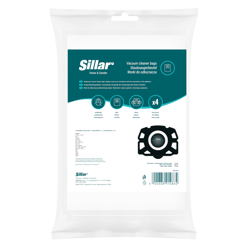 Worki syntetyczne Sillar kompatybilne z odkurzaczem Karcher WD2, WD3, SE4, SE 4001
