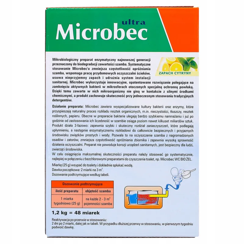 Microbec Ultra preparat do szamb i przydomowych oczyszczalni ścieków 1,2 kg