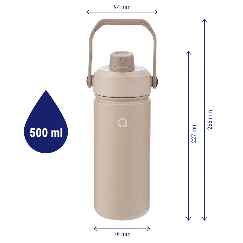Butelka termiczna Aquafloow Therm Bottle ze stali nierdzewnej, beżowa 500 ml Butelka termiczna Aquafloow Therm Bottle ze stali nierdzewnej, beżowa 500 ml