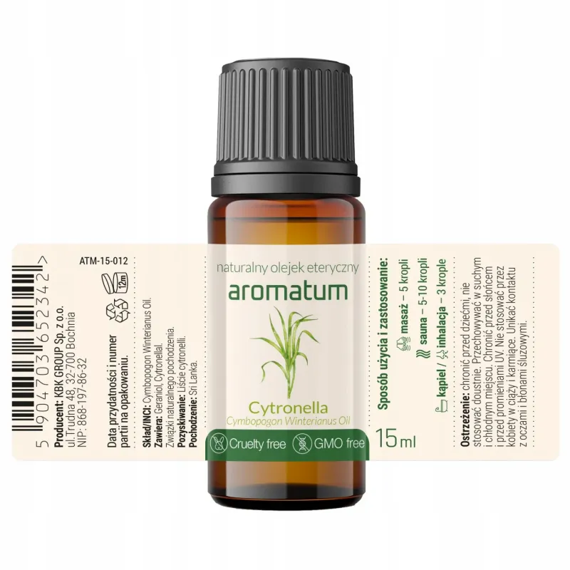 Naturalny olejek eteryczny cytronella Aromatum 15 ml