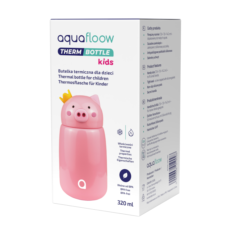 Butelka termiczna dla dzieci Aquafloow Therm Bottle Kids – Świnka 350 ml