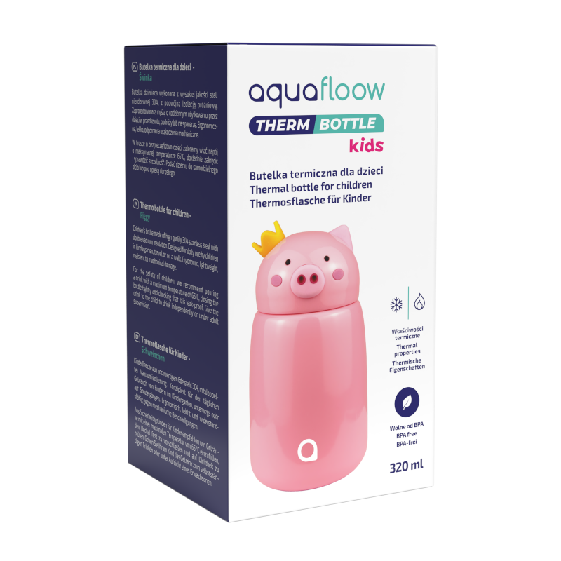 Butelka termiczna dla dzieci Aquafloow Therm Bottle Kids – Świnka 350 ml