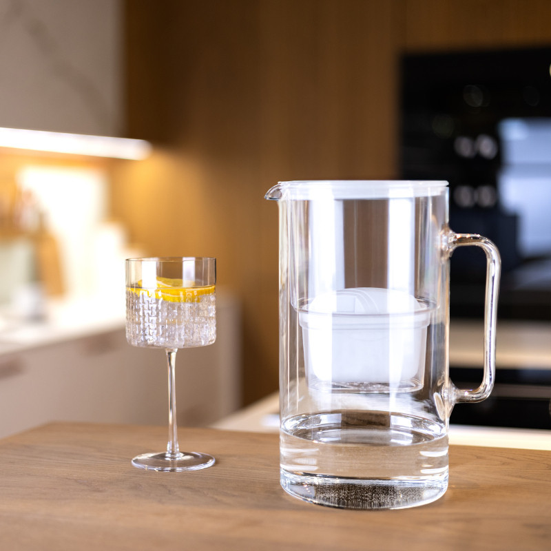 Dzbanek filtrujący szklany Wessper D2 Borosilicate 3 l biały z filtrem AquaMax Standard