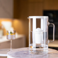 Dzbanek filtrujący szklany Wessper D2 Borosilicate Aquaclassic 3 l biały w zestawie z 2 filtrami Aquaclassic