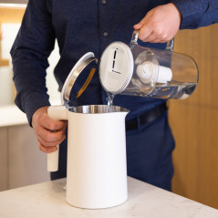 Dzbanek filtrujący szklany Wessper D2 Borosilicate Aquaclassic 3 l biały w zestawie z 2 filtrami Aquaclassic