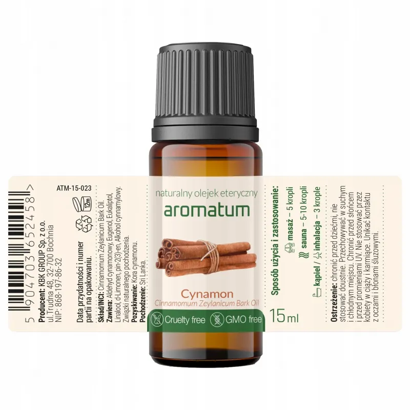 Naturalny olejek eteryczny cynamon Aromatum 15 ml