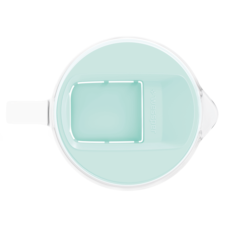 Dzbanek filtrujący szklany Wessper D2 Borosilicate 3 l miętowy w zestawie z 2 filtrami Aquaclassic