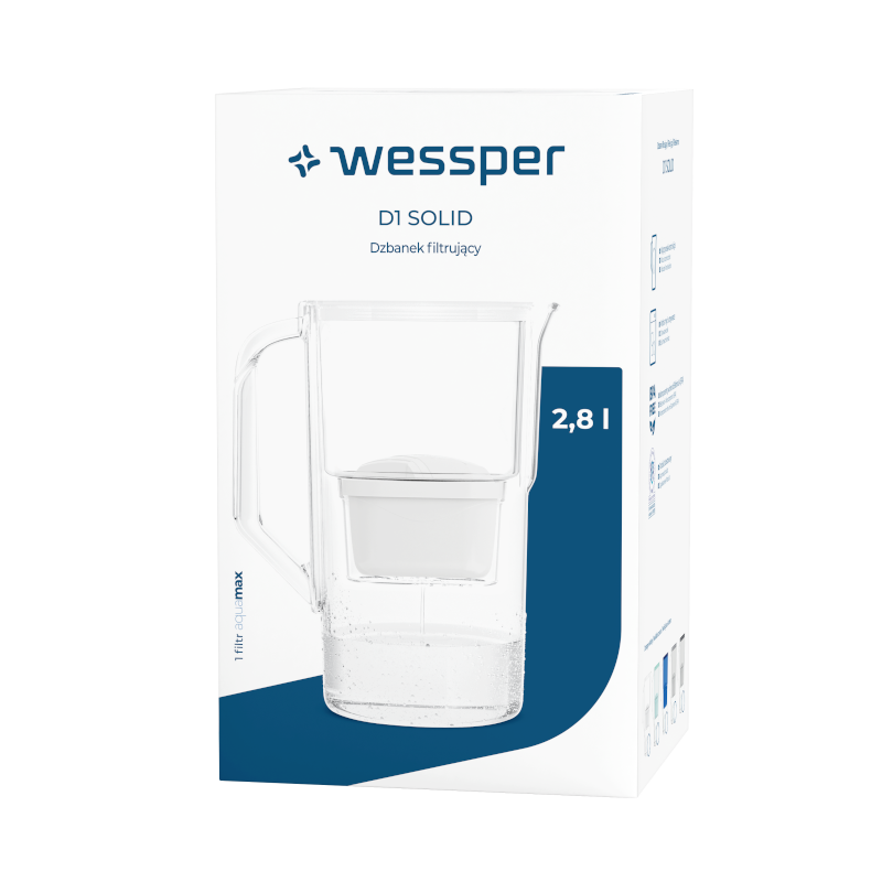 Dzbanek filtrujący Wessper D1 Solid 2,8 l biały z filtrem Aquamax Dzbanek filtrujący Wessper D1 Solid 2,8 l biały z filtrem Aquamax
