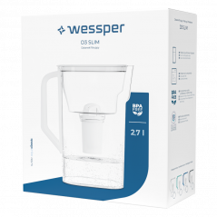 Dzbanek filtrujący Wessper D3 Slim  2,7 l niebieski z filtrem Aquaclassic